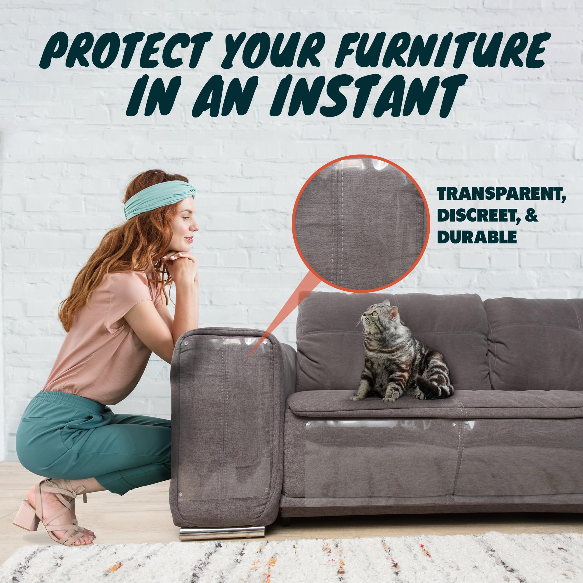 Fixzilla Anti Cat Scratch Furniture Protector, 16-Pack Couch Protector From Cat Claws - Heavy-Duty, Easy-To-Apply Scratching Det